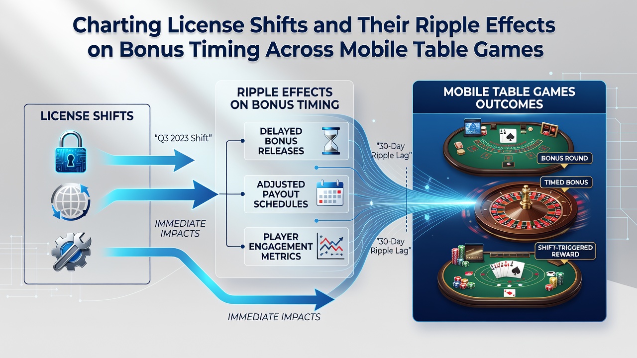 Diagramm zu zeitlichen Verschiebungen bei Boni nach Lizenzänderungen in mobilen Casino-Umgebungen